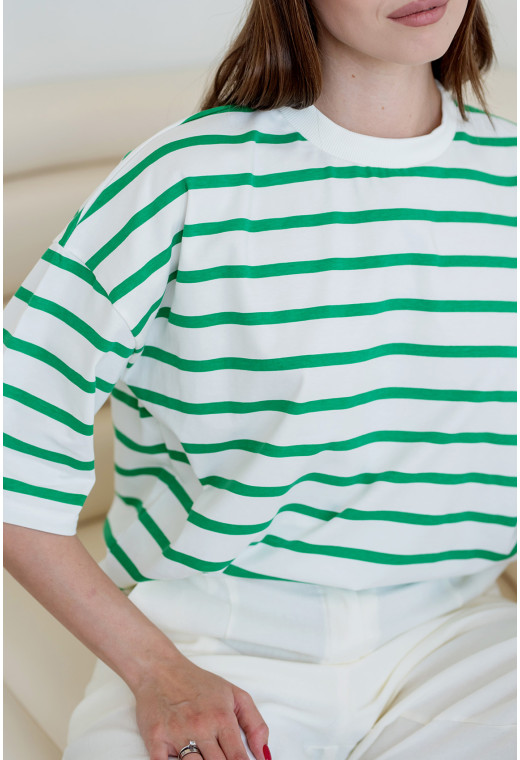 Футболка зелена смужка — 925644. Maritel. Зображення 3 Футболка зелена смужка — 925644. Maritel. Зображення 3