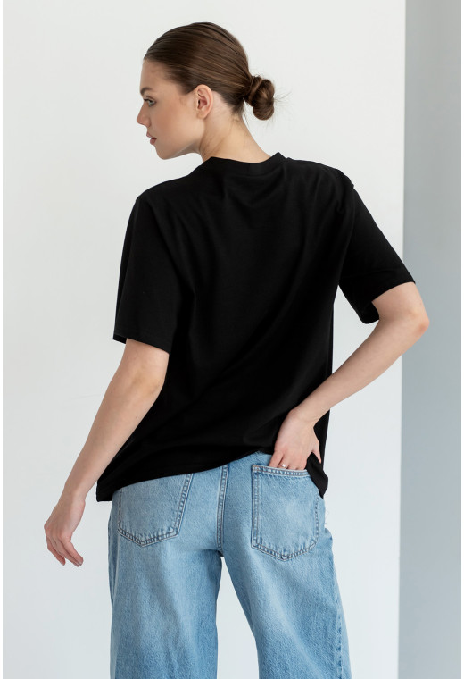 Черная футболка вышивка с сердцем — 753288. Maritel. Изображенние 1 Черная футболка вышивка с сердцем — 753288. Maritel. Изображенние 1