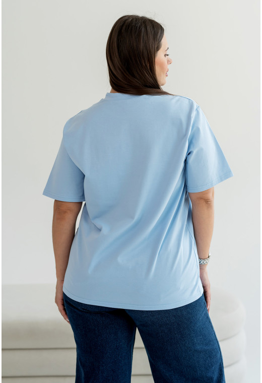 Блакитна футболка вишивка з серцем — 817973. Maritel. Зображення 1 Блакитна футболка вишивка з серцем — 817973. Maritel. Зображення 1