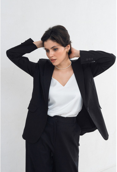Чорний лляний жакет. Maritel. Зображення 7