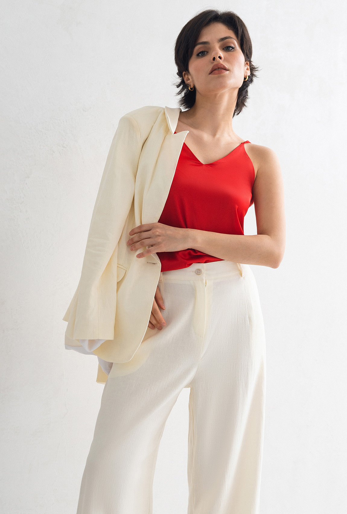 Молочний лляний жакет —  271613. Maritel. Зображення 1