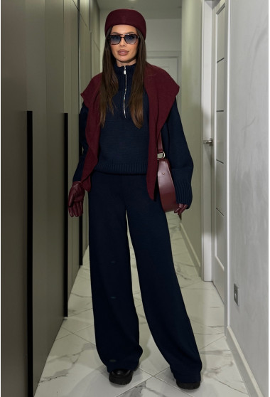 Синій в'язаний костюм з блискавкою. Maritel. Зображення 4