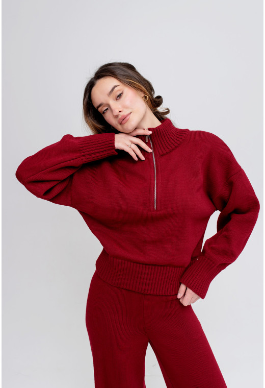 Бордовий в'язаний костюм з блискавкою — 363179. Maritel. Зображення 3 Бордовий в'язаний костюм з блискавкою — 363179. Maritel. Зображення 3