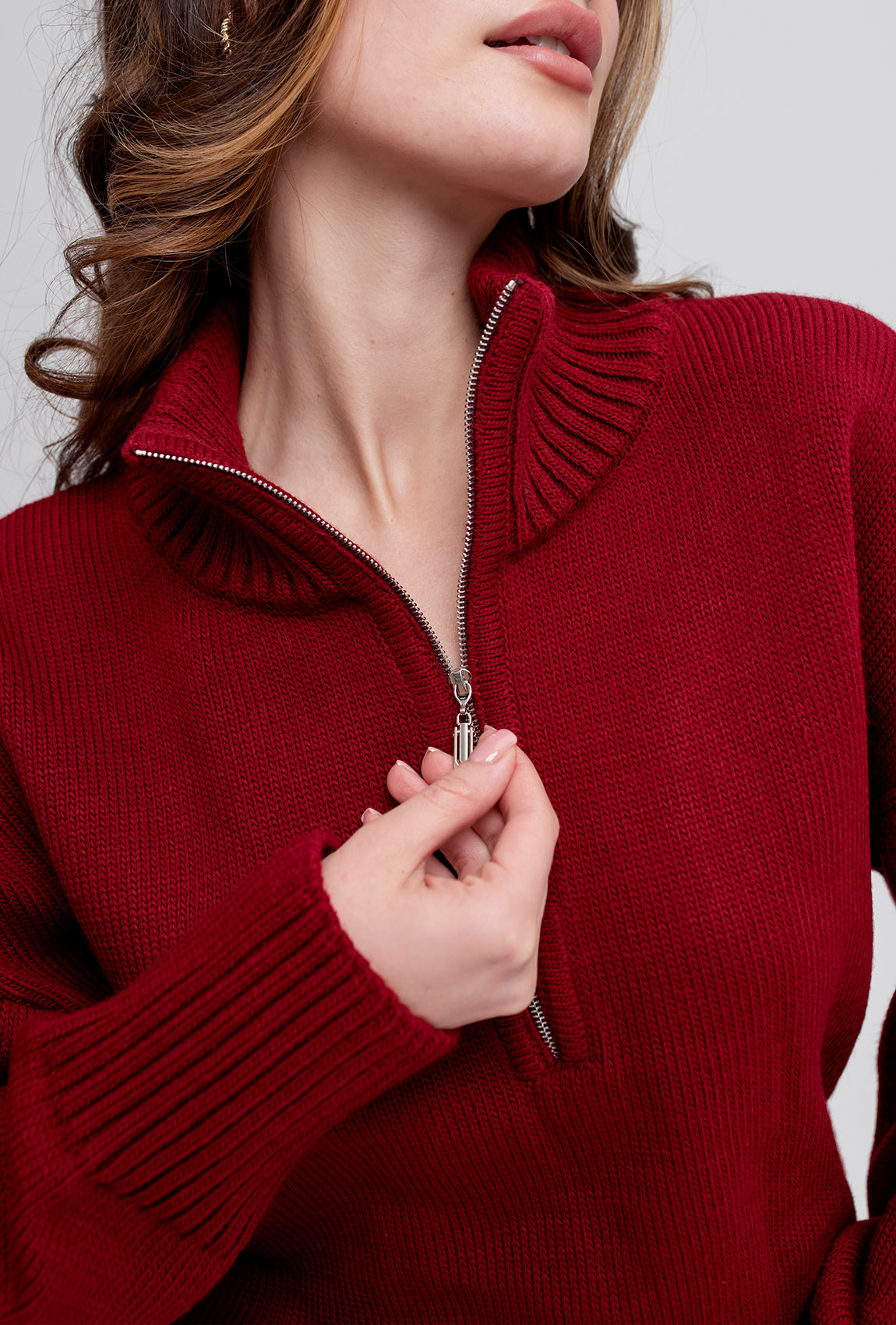 Бордовий в'язаний костюм з блискавкою —  363179. Maritel. Зображення 4