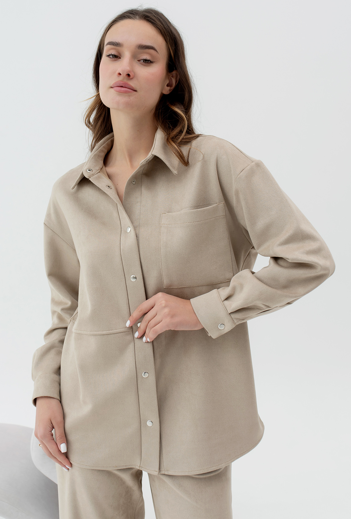 Бежевый замшевый костюм —  634431. Maritel. Изображенние 2