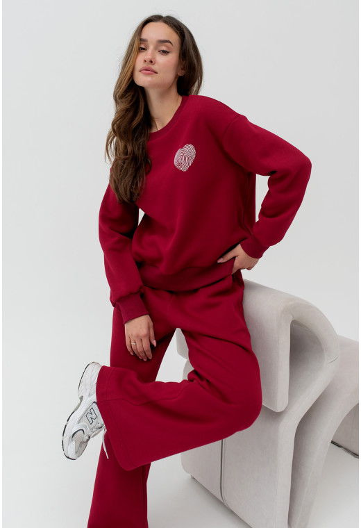 Бордовый костюм футер с сердцем — 919232. Maritel. Изображенние 3 Бордовый костюм футер с сердцем — 919232. Maritel. Изображенние 3