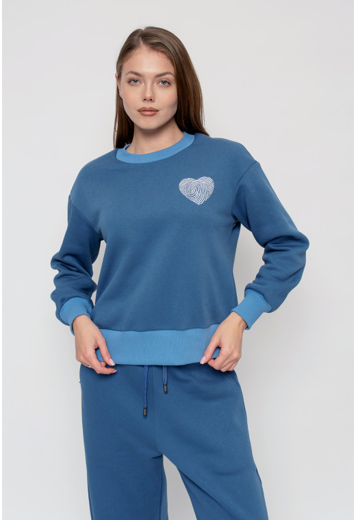 Костюм футер с сердцем цвет джинс. Maritel. Изображенние 3 Костюм футер с сердцем цвет джинс. Maritel. Изображенние 3