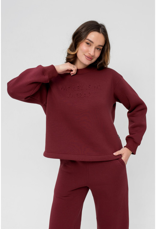 Бордовий костюм футер з тисненням — 202795. Maritel. Зображення 3 Бордовий костюм футер з тисненням — 202795. Maritel. Зображення 3