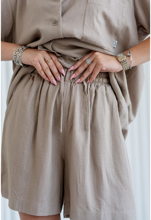 Лляний костюм з шортами мокко — 172114. Maritel. Зображення 3 Лляний костюм з шортами мокко — 172114. Maritel. Зображення 3