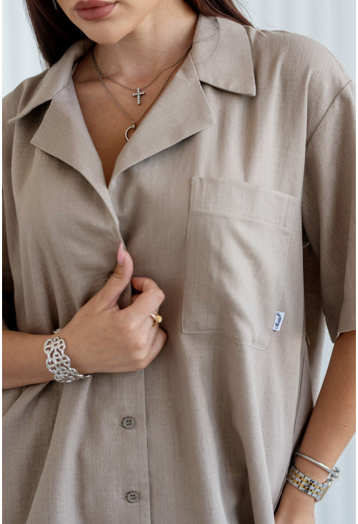 Лляний костюм з шортами мокко — 172114. Maritel. Зображення 4 Лляний костюм з шортами мокко — 172114. Maritel. Зображення 4