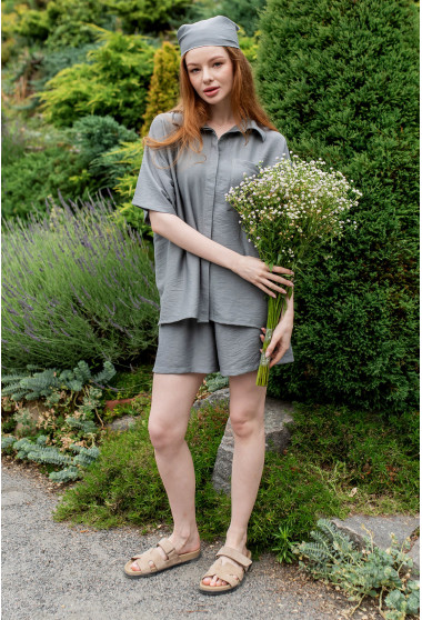 Сірий костюм льон жатка. Maritel. Зображення 3 Сірий костюм льон жатка. Maritel. Зображення 3