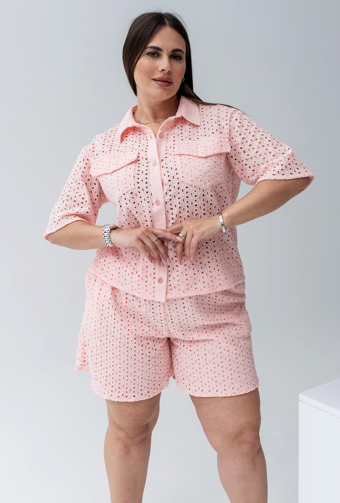 Персиковий костюм прошва з шортами —  291832. Maritel. Зображення 1