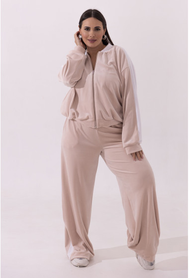 Бежевый велюровый костюм с лампасами. Maritel. Изображенние 6