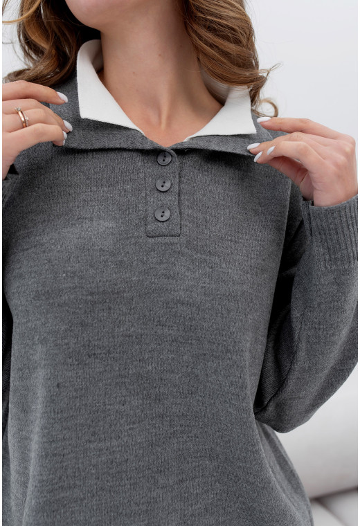 Графитовый вязаный костюм с воротником — 117032. Maritel. Изображенние 4 Графитовый вязаный костюм с воротником — 117032. Maritel. Изображенние 4