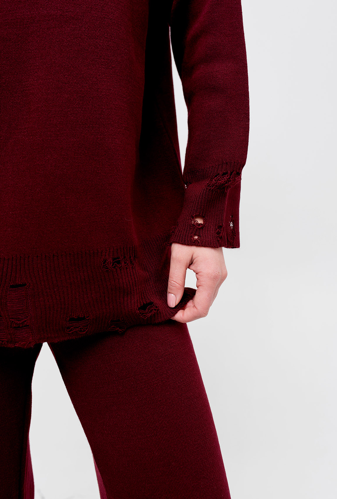  Бордовий в'язаний костюм з надрізами —  207330. Maritel. Зображення 6