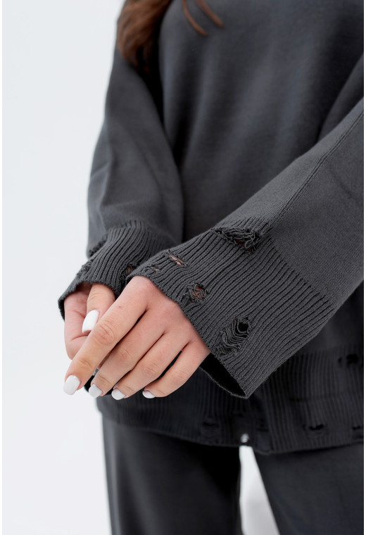 Графитовый вязаный костюм с надрезами — 215877. Maritel. Изображенние 5 Графитовый вязаный костюм с надрезами — 215877. Maritel. Изображенние 5