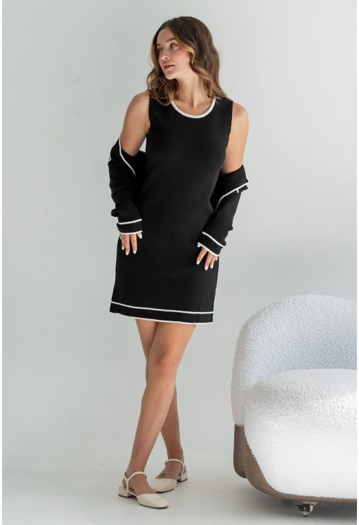 Черный вязаный костюм с платьем — 223580. Maritel. Изображенние 1 Черный вязаный костюм с платьем — 223580. Maritel. Изображенние 1