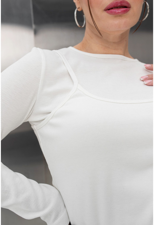 Молочний лонгслів-майка в рубчик —  448842. Maritel. Зображення 3 Молочний лонгслів-майка в рубчик —  448842. Maritel. Зображення 3