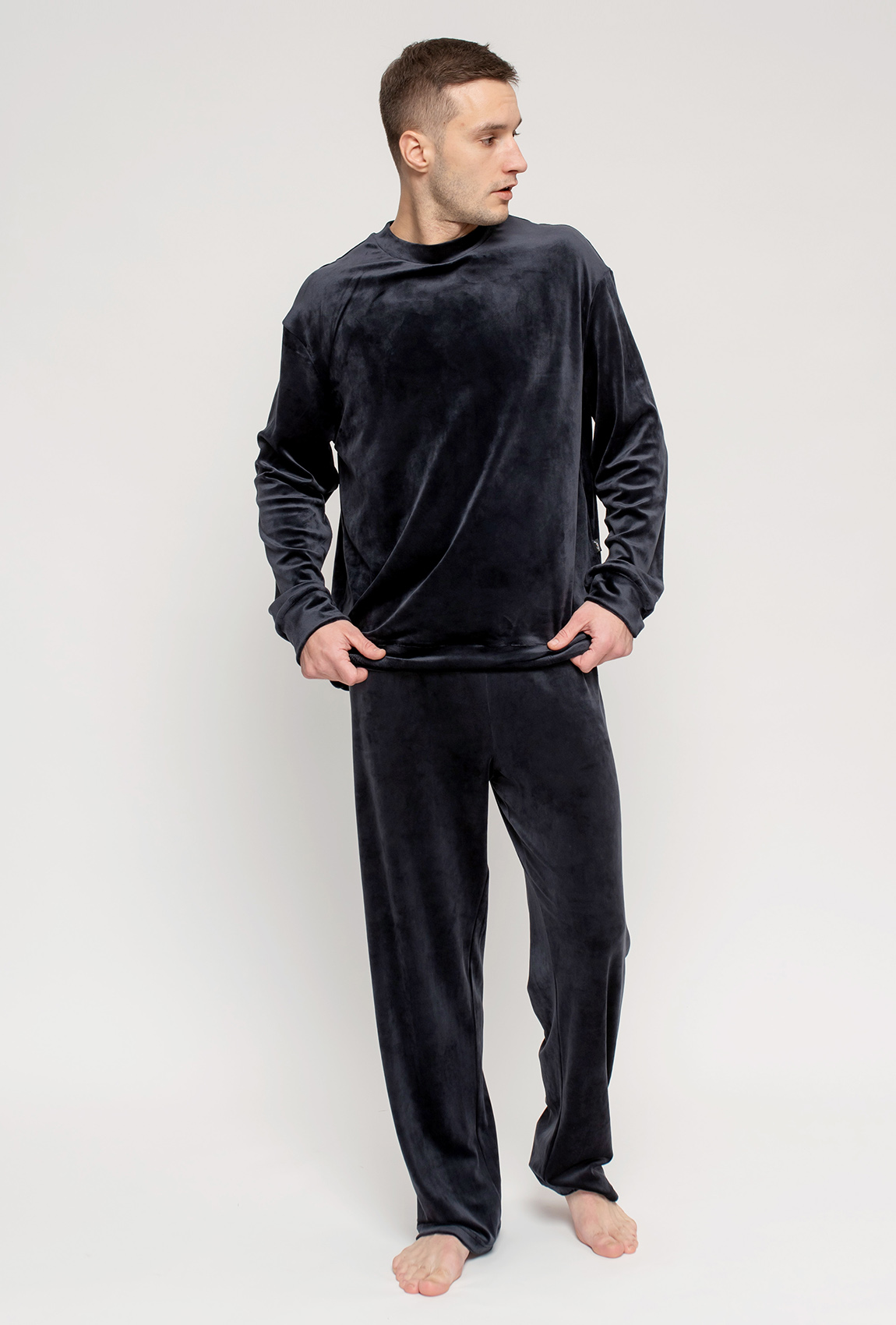 Синяя мужская велюровая пижама — 517696. Maritel Синяя мужская велюровая пижама — 517696. Maritel