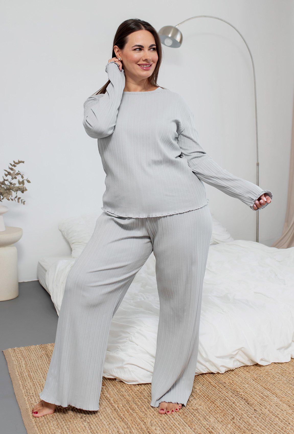 Светло-серая пижама ажур —  151703. Maritel