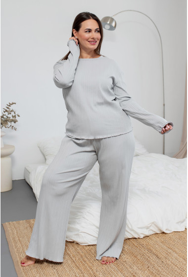 Cвітло - сіра піжама ажур. Maritel. Зображення 5