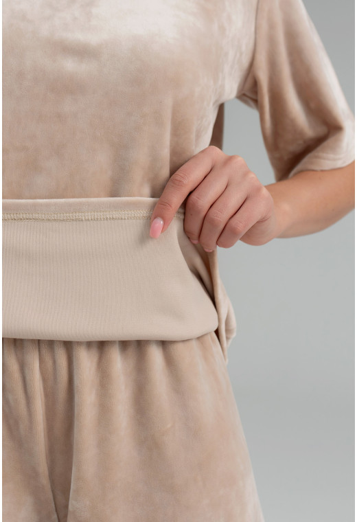 Бежевая пижама бант с шортами — 141145. Maritel. Изображенние 4 Бежевая пижама бант с шортами — 141145. Maritel. Изображенние 4