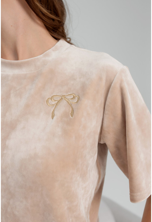 Бежевая пижама бант с шортами — 141145. Maritel. Изображенние 5 Бежевая пижама бант с шортами — 141145. Maritel. Изображенние 5