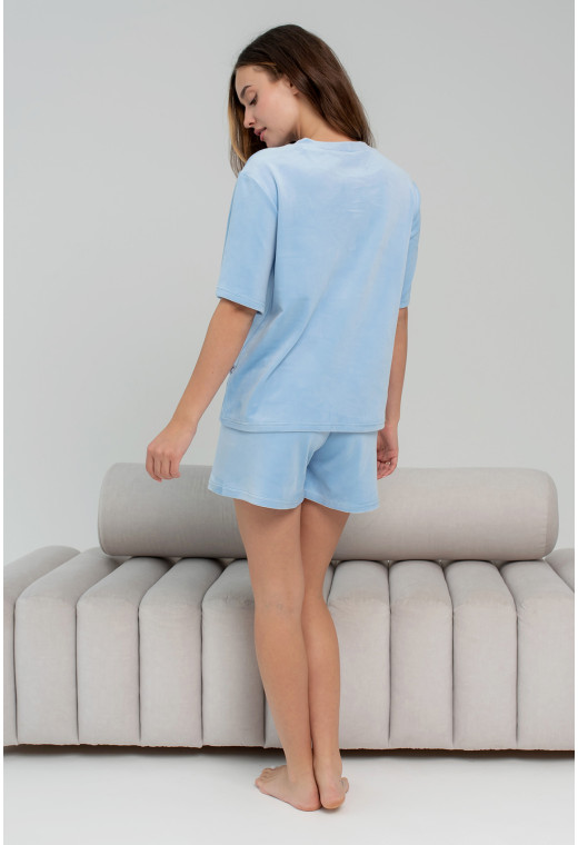 Голубая пижама бант с шортами — 389734. Maritel. Изображенние 2 Голубая пижама бант с шортами — 389734. Maritel. Изображенние 2