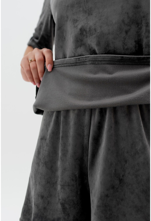 Графитовая пижама бант с шортами — 193453. Maritel. Изображенние 3 Графитовая пижама бант с шортами — 193453. Maritel. Изображенние 3