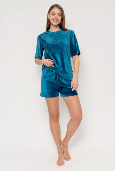 Аквамариновая пижама бант с шортами. Maritel. Изображенние 2