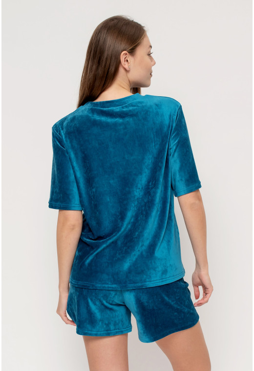 Аквамариновая пижама бант с шортами — 800741. Maritel. Изображенние 4 Аквамариновая пижама бант с шортами — 800741. Maritel. Изображенние 4