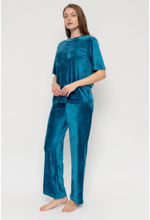 Аквамариновая пижама бант со штанами — 183879. Maritel. Изображенние 1 Аквамариновая пижама бант со штанами — 183879. Maritel. Изображенние 1