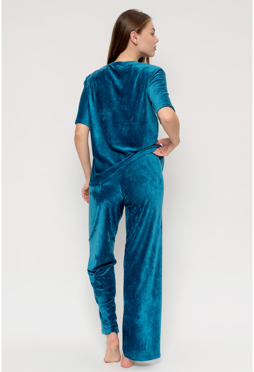 Аквамариновая пижама бант со штанами — 183879. Maritel. Изображенние 2 Аквамариновая пижама бант со штанами — 183879. Maritel. Изображенние 2