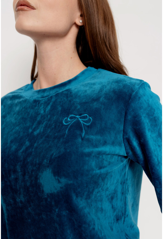 Аквамариновая пижама бант со штанами — 183879. Maritel. Изображенние 3 Аквамариновая пижама бант со штанами — 183879. Maritel. Изображенние 3