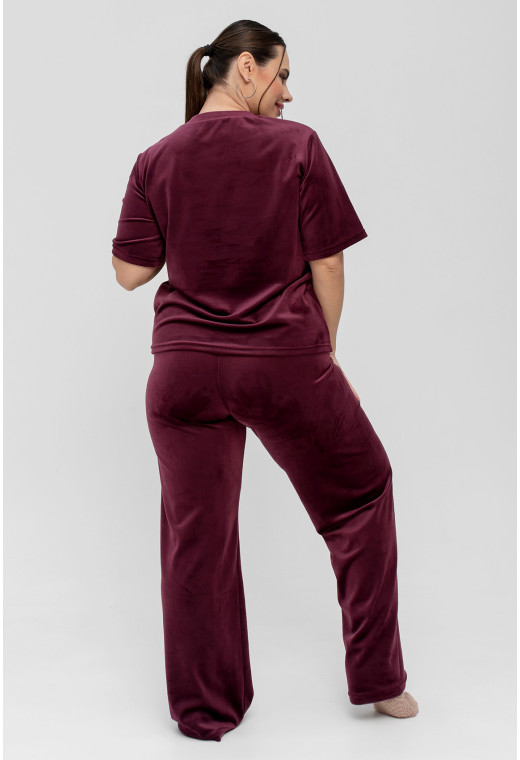 Марсаловая пижама бант со штанами — 700538. Maritel. Изображенние 2 Марсаловая пижама бант со штанами — 700538. Maritel. Изображенние 2