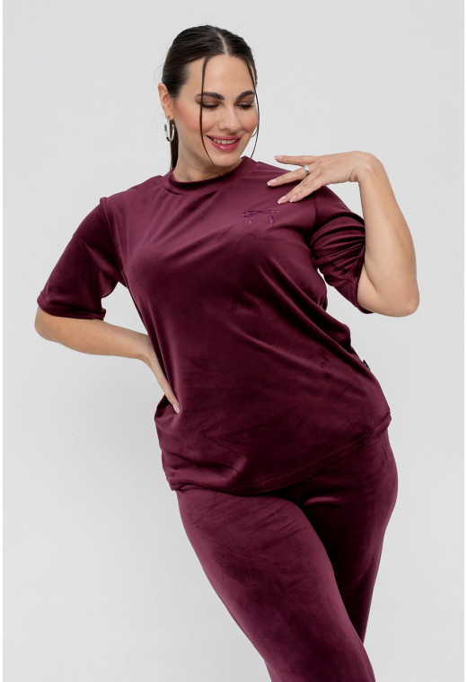 Марсаловая пижама бант со штанами — 700538. Maritel. Изображенние 3 Марсаловая пижама бант со штанами — 700538. Maritel. Изображенние 3