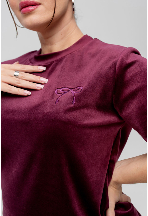 Марсаловая пижама бант со штанами — 700538. Maritel. Изображенние 4 Марсаловая пижама бант со штанами — 700538. Maritel. Изображенние 4