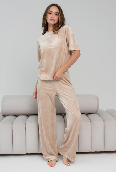 Бежевая пижама бант со штанами. Maritel. Изображенние 4
