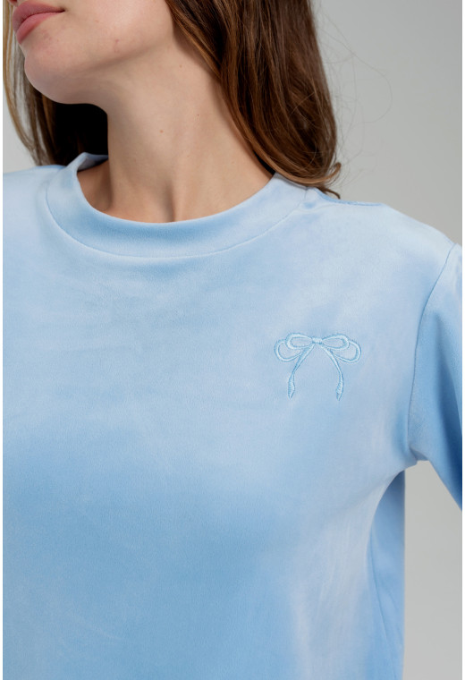 Голубая пижама бант со штанами — 320318. Maritel. Изображенние 3 Голубая пижама бант со штанами — 320318. Maritel. Изображенние 3