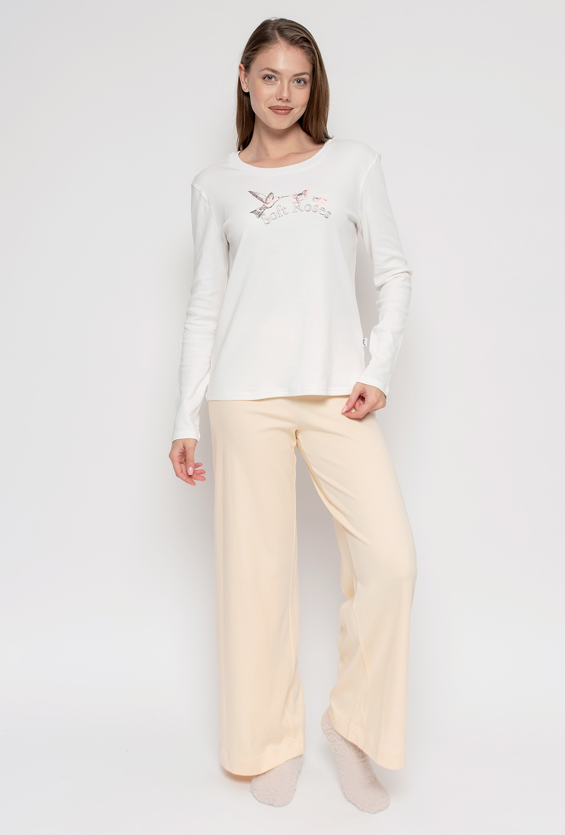 Бежевая пижама птичка —  280589. Maritel