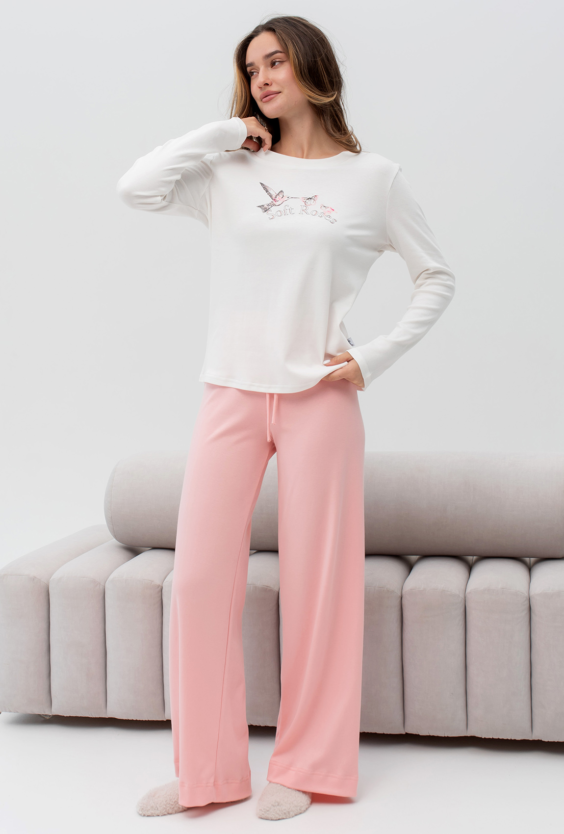 Персиковая пижама птичка —  240357. Maritel