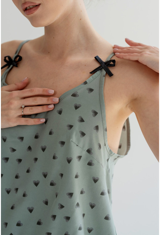 Оливковая пижама в черное сердце — 616808. Maritel. Изображенние 3 Оливковая пижама в черное сердце — 616808. Maritel. Изображенние 3