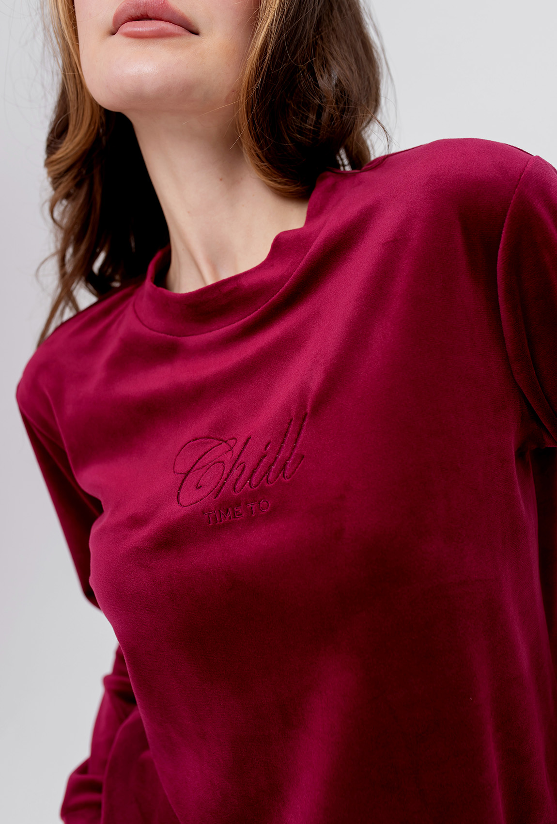 Бордовая велюровая пижама Chill time —  641266. Maritel. Изображенние 3