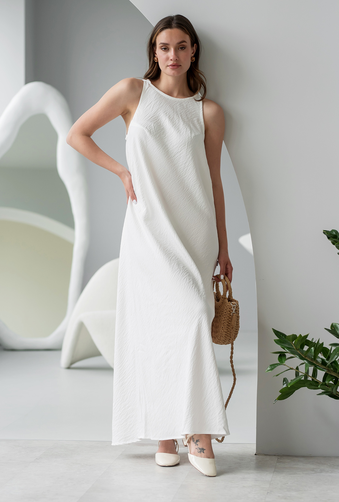 Молочный сарафан лен жатка —  216357. Maritel Молочный сарафан лен жатка —  216357. Maritel