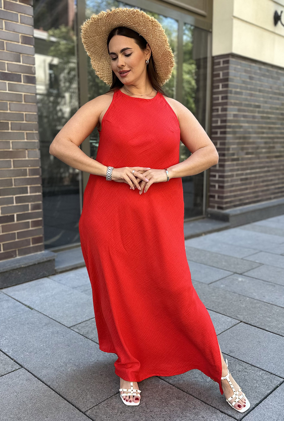 Червоний сарафан льон жатка — 439492. Maritel Червоний сарафан льон жатка — 439492. Maritel