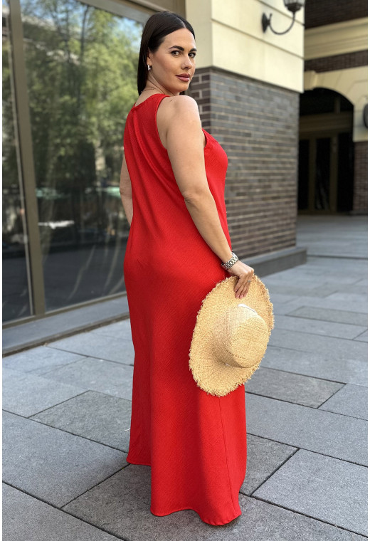 Червоний сарафан льон жатка — 439492. Maritel. Зображення 1 Червоний сарафан льон жатка — 439492. Maritel. Зображення 1