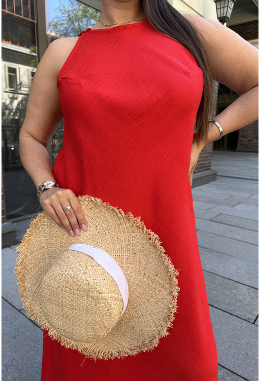 Червоний сарафан льон жатка — 439492. Maritel. Зображення 2 Червоний сарафан льон жатка — 439492. Maritel. Зображення 2