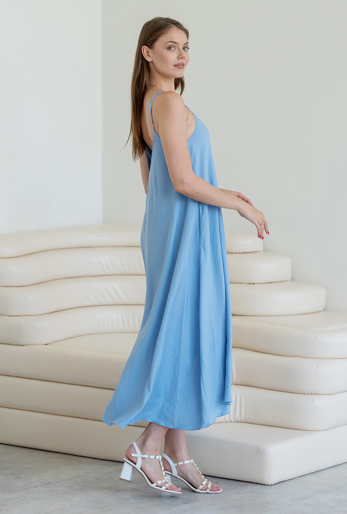 Сарафан льон колір джинс — 548392. Maritel. Зображення 1 Сарафан льон колір джинс — 548392. Maritel. Зображення 1