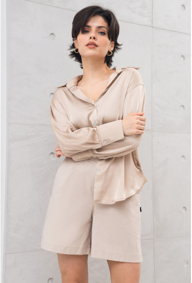 Бежевые короткие льняные шорты. Maritel. Изображенние 5