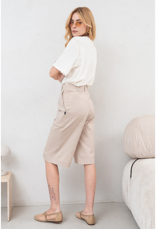 Бежеві подовжені лляні шорти — 392850. Maritel. Зображення 1 Бежеві подовжені лляні шорти — 392850. Maritel. Зображення 1